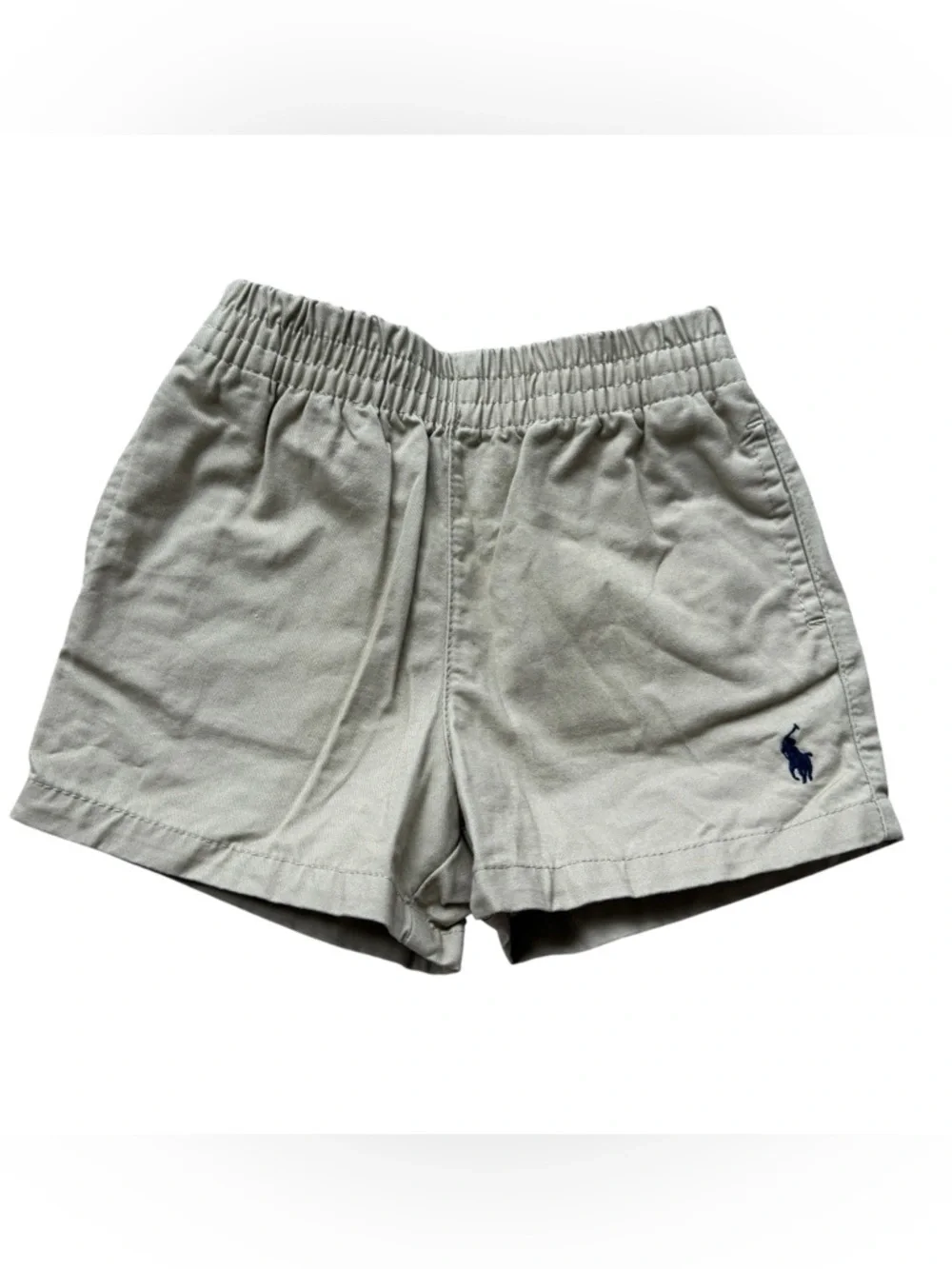Ralph Lauren Khaki Elastic Waist Shorts Blue Pony Casual Preppy 3 Months Baby